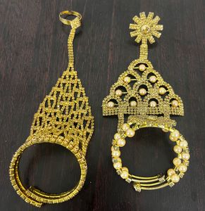 Stunning Gold Hand Harnesses with Pearls
