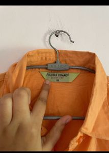 Orange Short Sleeve Button-Up Shirt