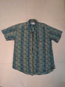 Blue & Green Striped Short Sleeve Shirt