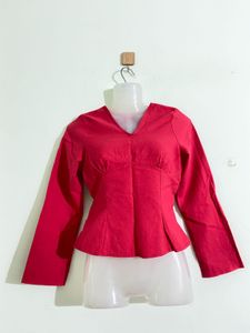 Red V-neck Tops