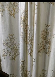 Elegant Cream Curtains with Coral Design