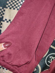 Maroon Korean Top with Gold Buttons