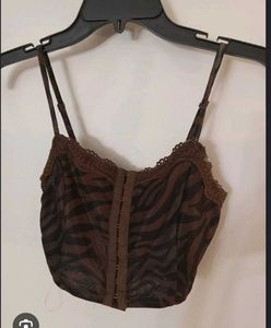 Brown Zebra Print Corset Top