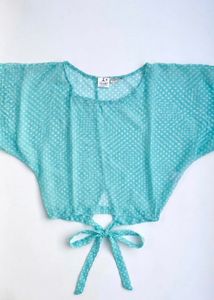 Flowy Aqua Polka Dot Tie-back Blouse