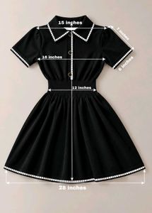 BLACK FIT AND FLARE DRESS WITH WHITE TRIM