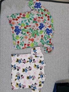 Cute Minnie Mouse &amp; Floral Print Clothes Set