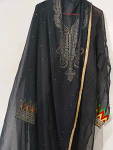 Beutiful black organza dress material