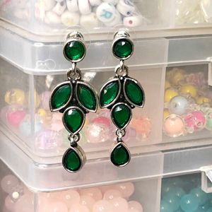 Kayan Green Stone Dangle Earrings