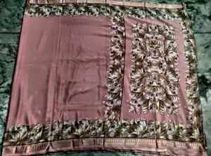 pink pure crape silk saree