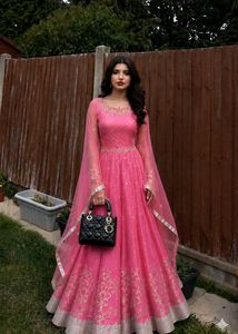 Stunning Pink Embroidered Heavy Gown