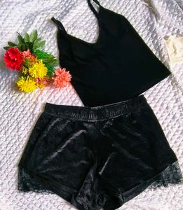 Black Velvet Pajama Set