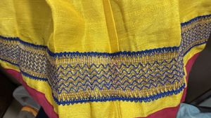 Pink and yellow silk lehenga set