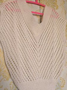 Sheer Knit V-Neck Sleeveless Top