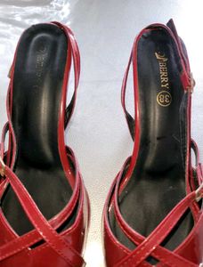 Stylish Red Patent Slingback Heels