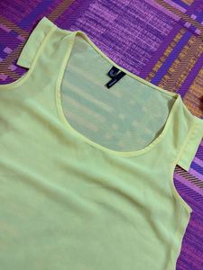 Light Yellow Sleeveless Sheer Top