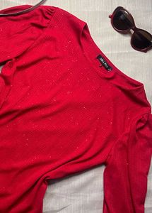 Sparkly Red Long Sleeve Top