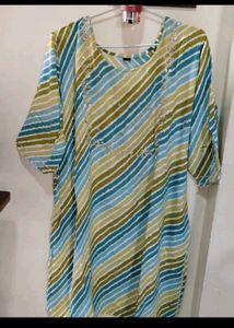 Blue &amp; White Printed Kurta