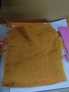 Elegant Yellow Dupatta with Silver Embellishments