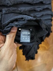 SHEIN Sheer Black Ruffled Crop Top