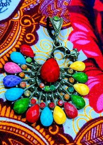 Multi Color Peacock Pendant Necklace