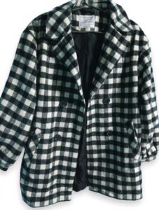 Gingham Check Double Breasted Coat