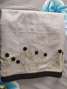 Elegant Grey Saree with Black Border