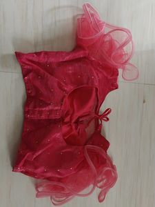 Stunning Pink Embellished Blouse with net sleeves