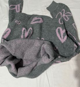 Grey Heart Print Sweater