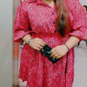 Red Print Midi Dress