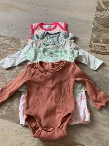 5 Baby Girls Long Sleeve Bodysuits Set