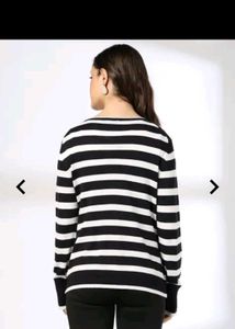 Black &amp; White Striped Cardigan