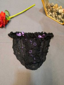 Black Lace Briefs with Purple Bows✨