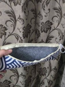 Blue and White Geometric Pouch
