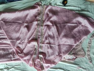 Indo-Western Crop Top and Cowl skirt Set with Shru