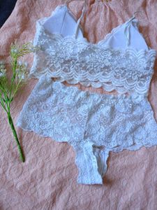 Beutiful Floral Bralette Panty With Overcoat
