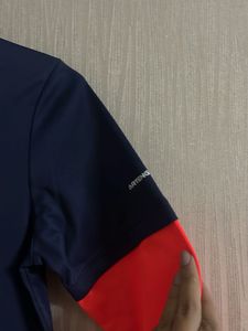 Unisex Navy &amp; Orange Long Sleeve Sports T-Shirt