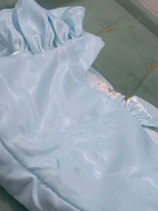 Chic Light Blue Satin Dress