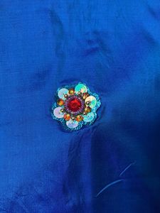 Vibrant Blue Embellished Saree with Blouse
