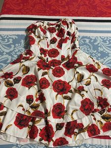 Strapless Rose Print Dress