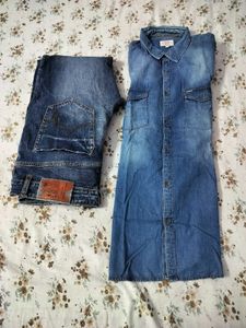 Combo of Men's Blue Denim Shirt and Jeans💙✨