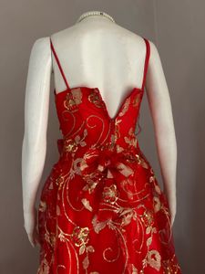 Stunning Red &amp; Gold Embroidered Gown