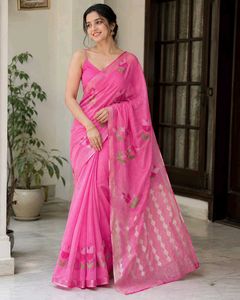 Vibrant Pink silk sare