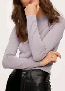 Mango Women Lavender And Golden Shimmer Pullover