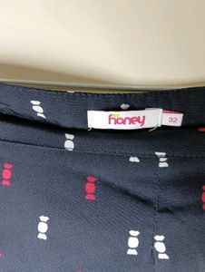 black Printed Skort