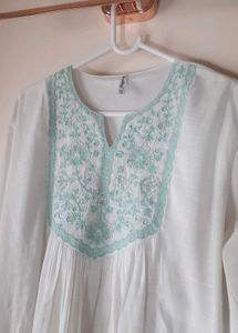 Off white Embroidered Tunic Top