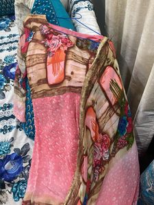 Pink Printed Anarkali Suit Set