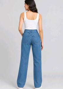 High Waisted Wide Leg Blue Jeans