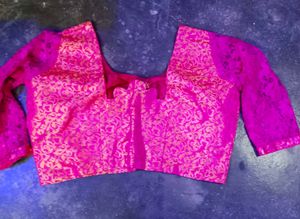Vibrant Pink Brocade Blouse