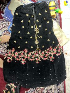 Elegant Black Velvet Lehenga Choli
