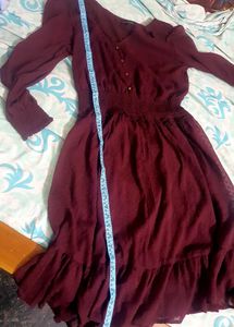 On Offer -Burgundy Ruffle Midi Dress